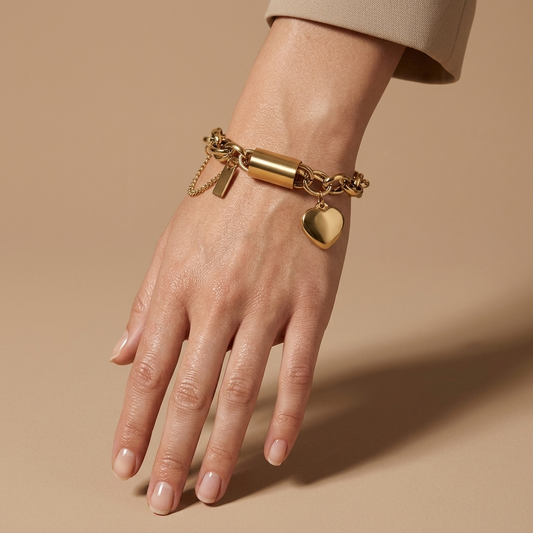 Pulsera Corazón Chunky Dorado