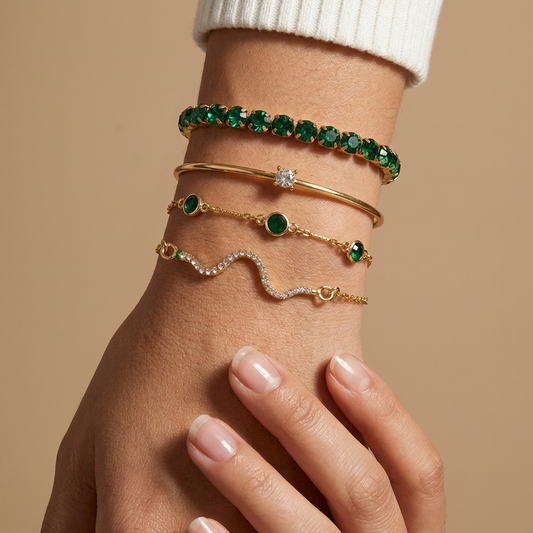 Set de Pulseras Vintage Circonita Verde