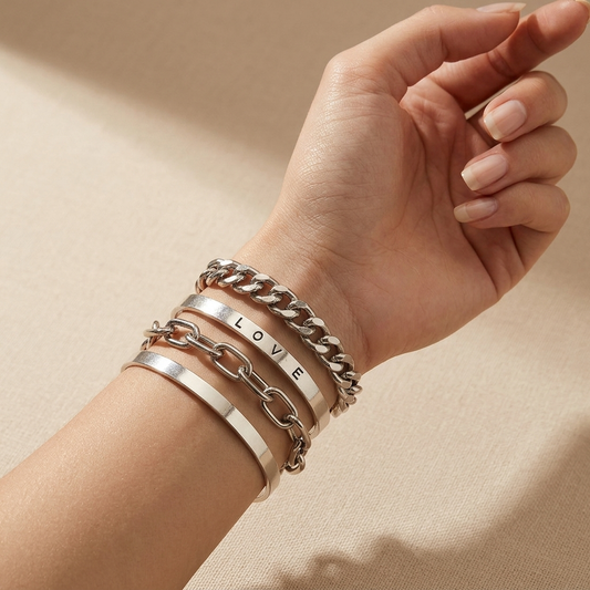 Set de Pulseras Élan Mercer Oro Blanco