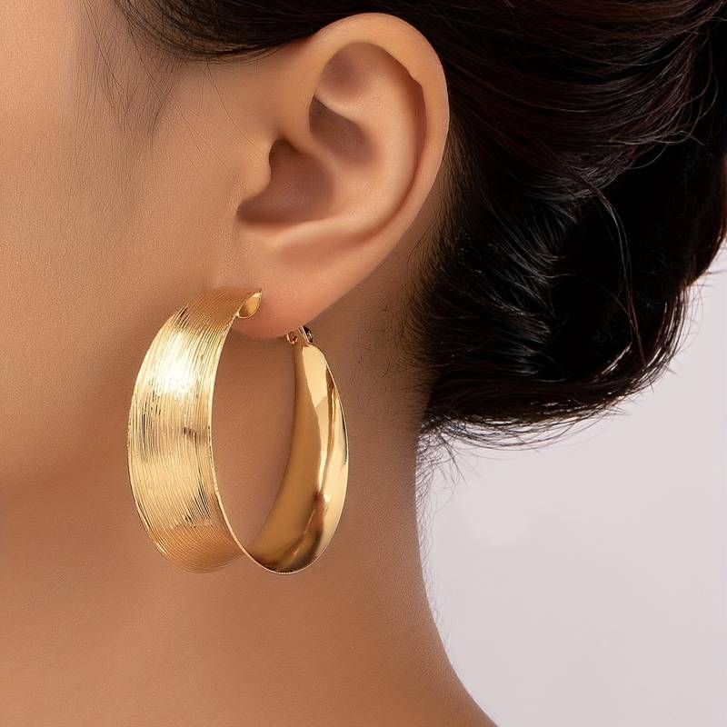 Boucles d'Oreilles Créoles Dorées Vintage