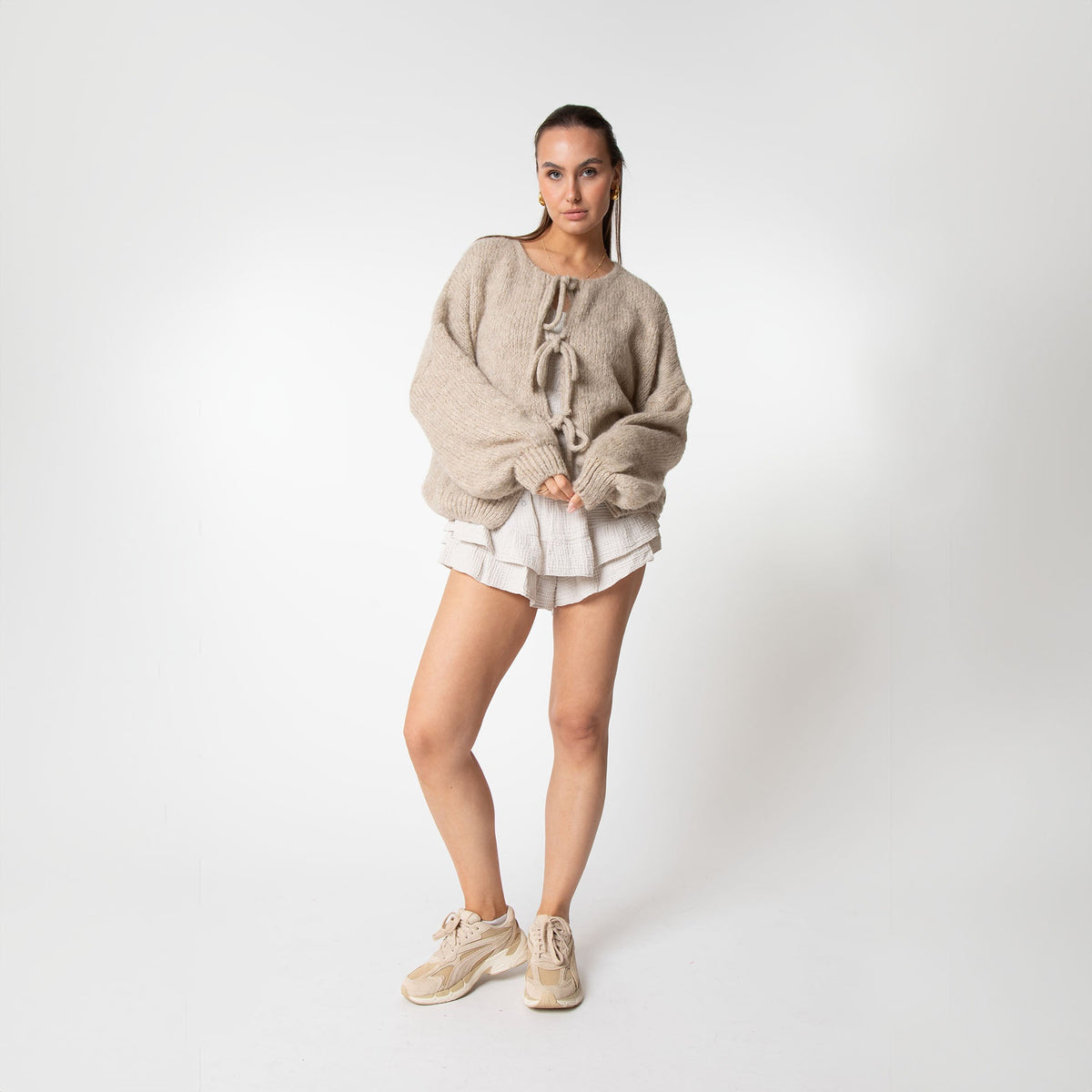 Cárdigan oversize con lazos