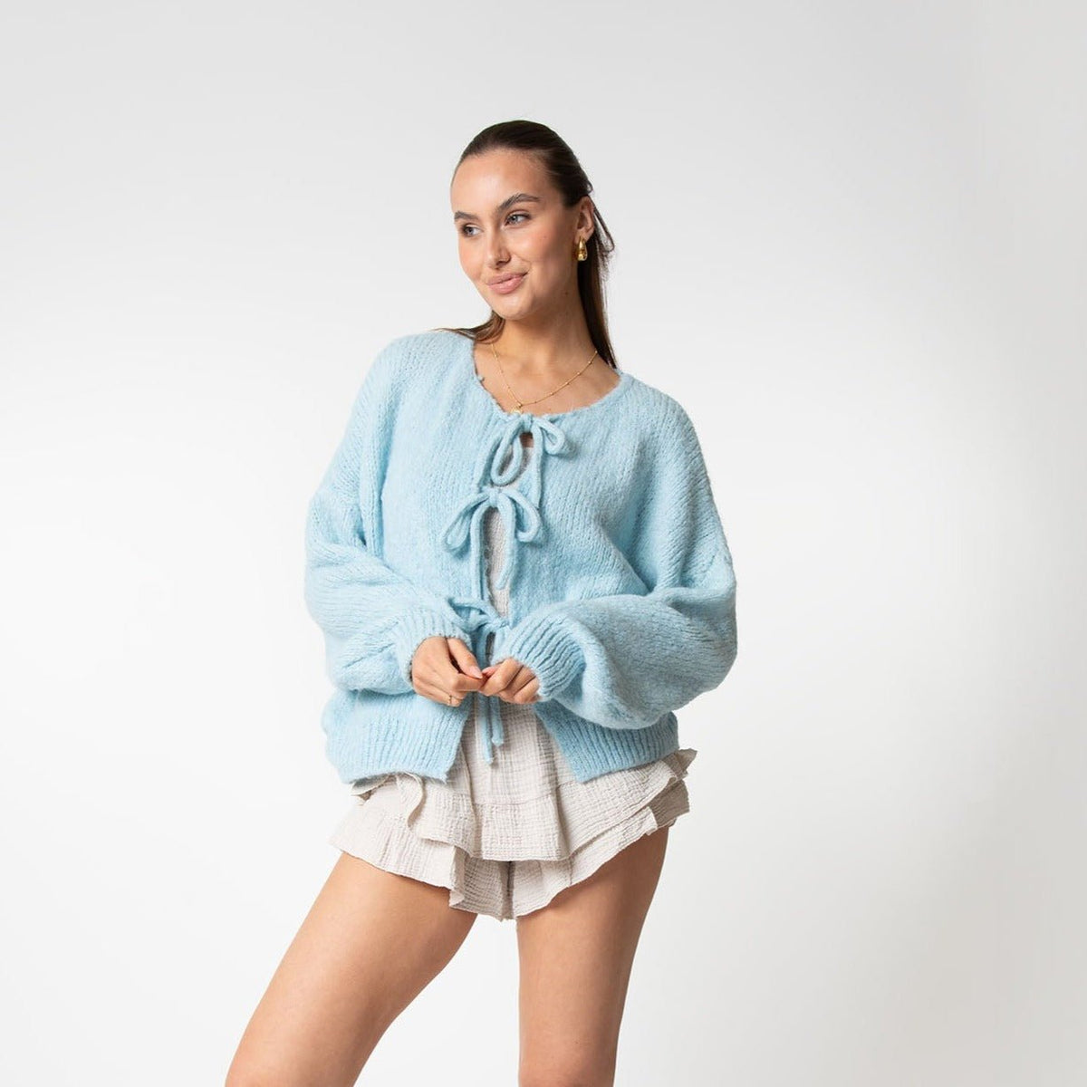 Cárdigan oversize con lazos