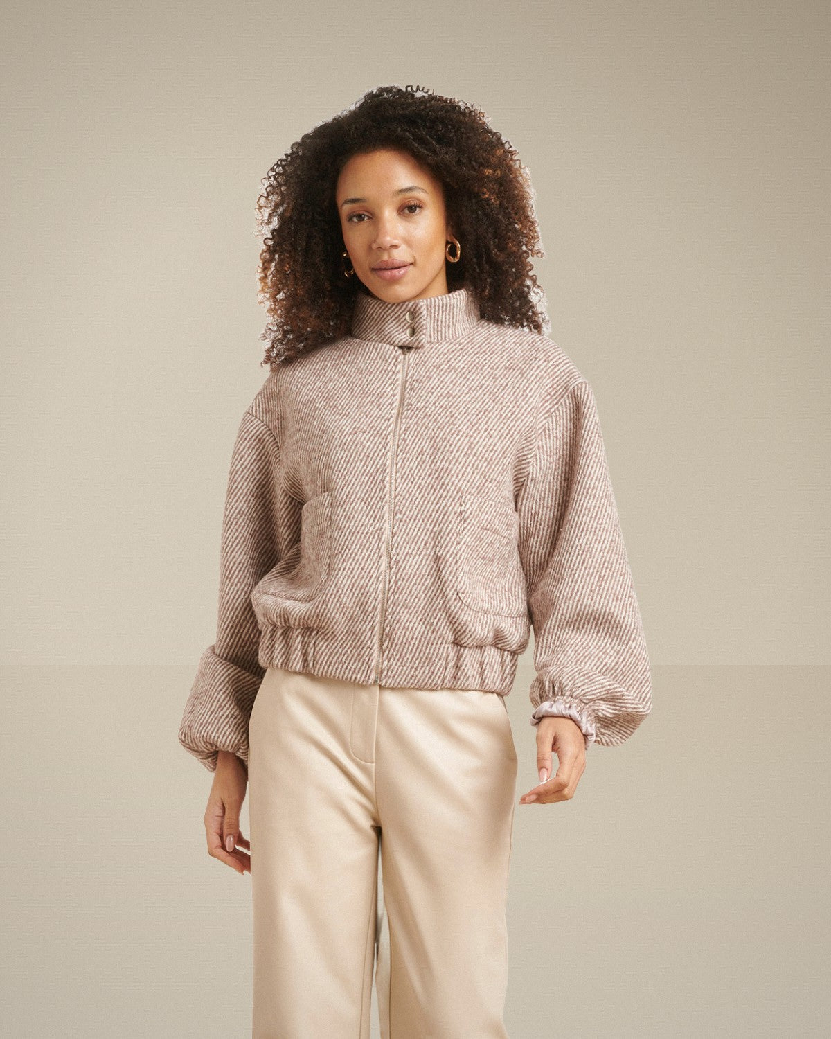 Cazadora Bomber a Rayas Topo – victoriamode