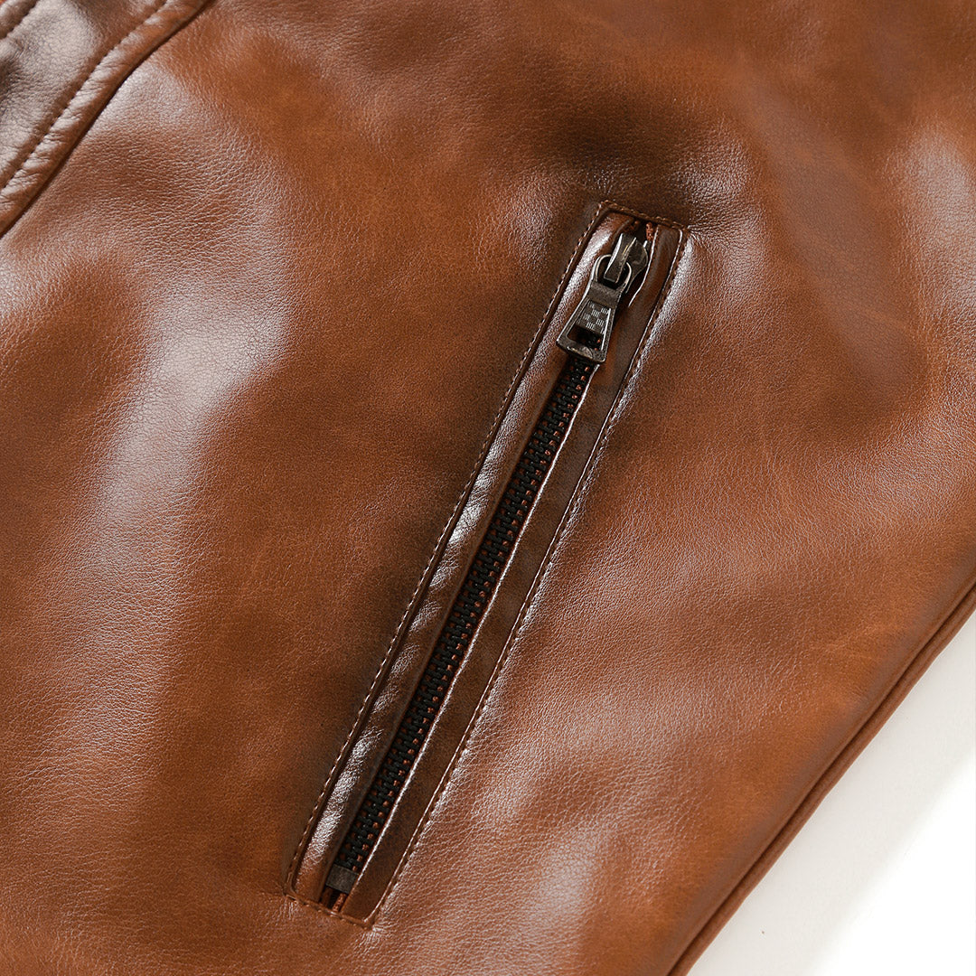 Chaqueta de cuero estilo roadster