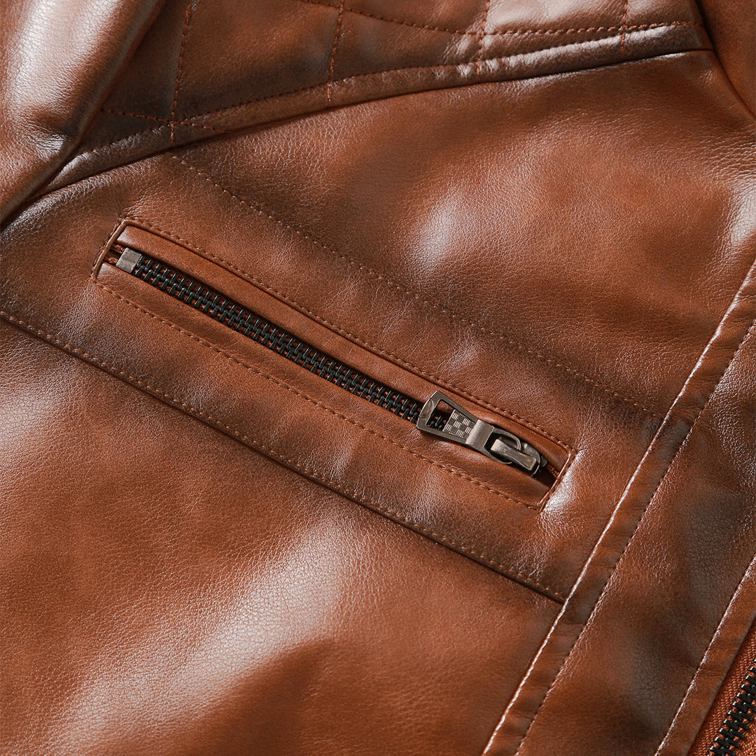 Chaqueta de cuero estilo roadster
