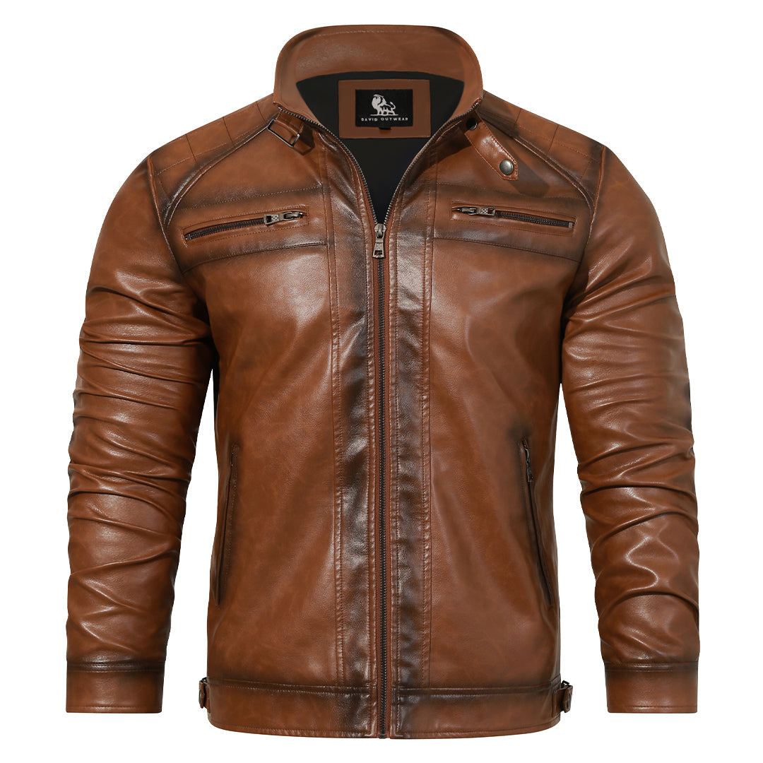 Chaqueta de cuero estilo roadster