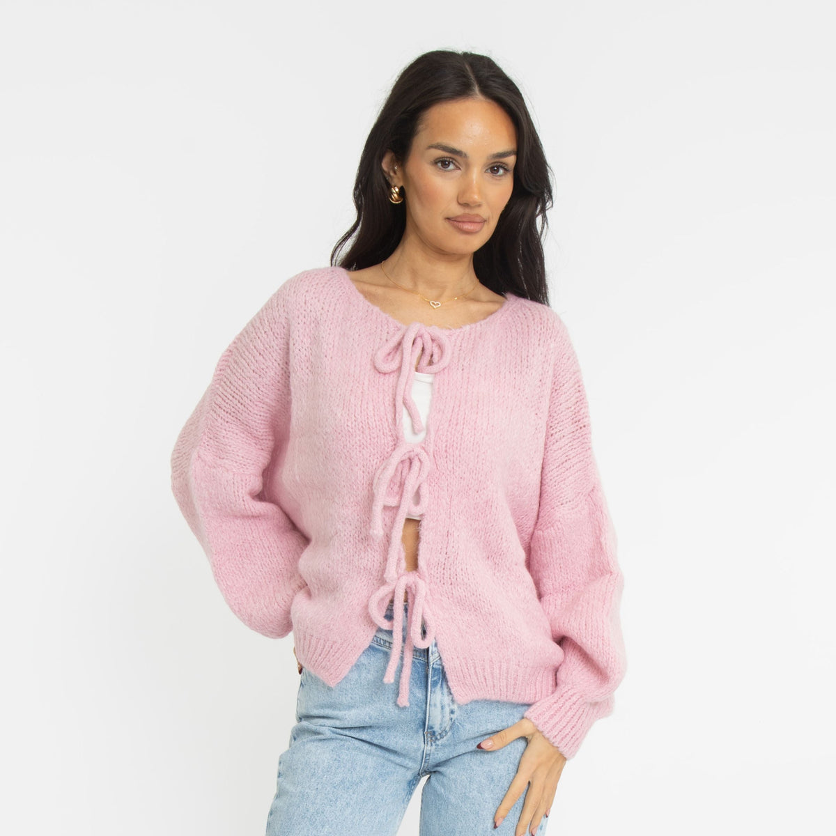 Cárdigan oversize con lazos