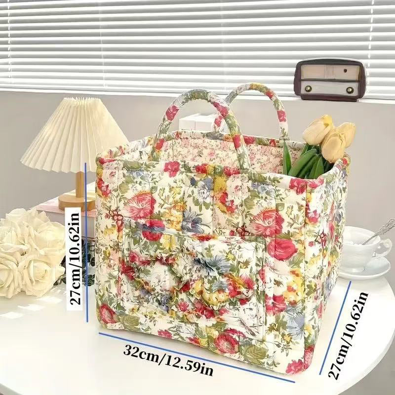 Cesta Acolchada Estampado Floral