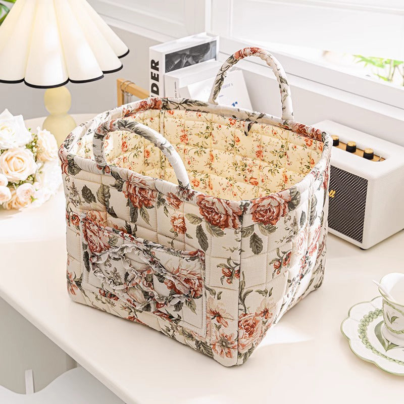 Cesta Acolchada Estampado Floral