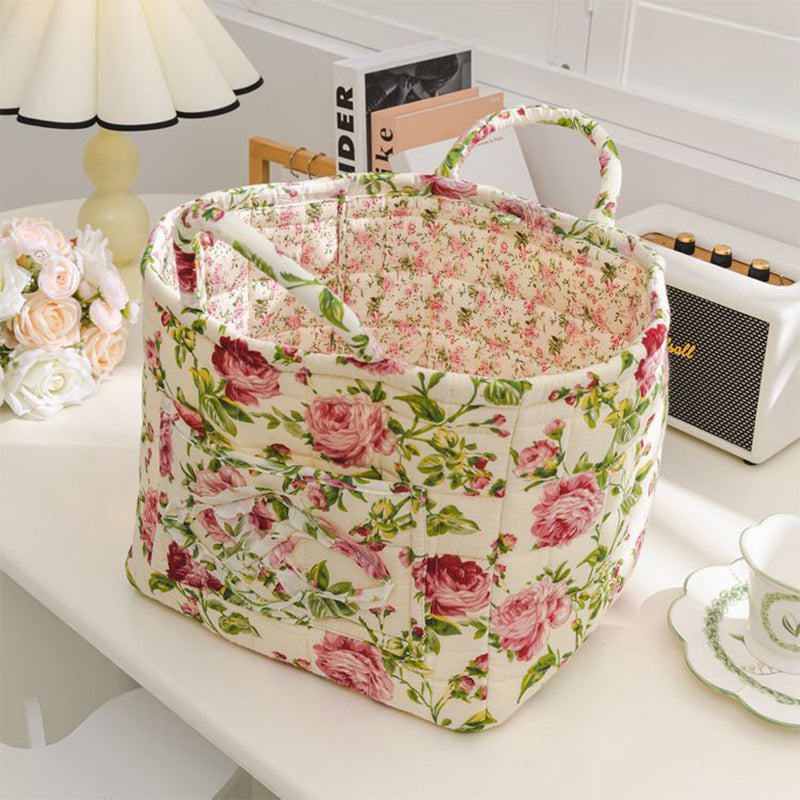 Cesta Acolchada Estampado Floral