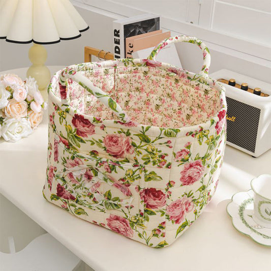 Cesta Acolchada Estampado Floral