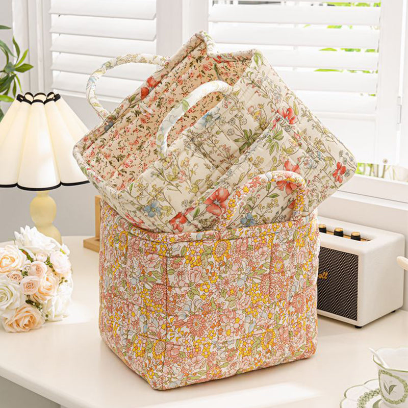Cesta Acolchada Estampado Floral