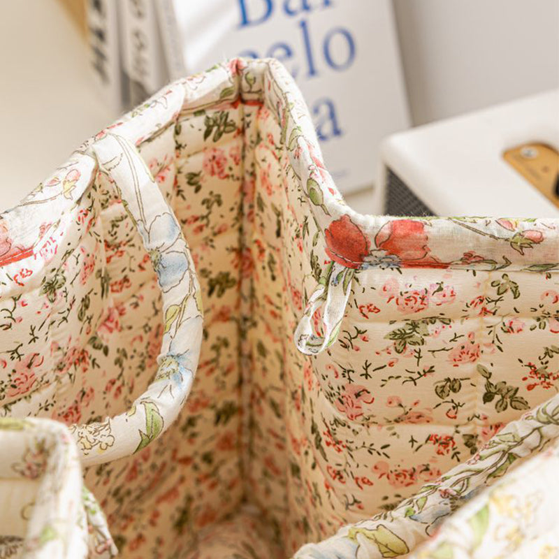 Cesta Acolchada Estampado Floral