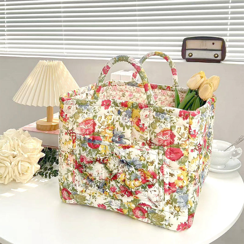 Cesta Acolchada Estampado Floral