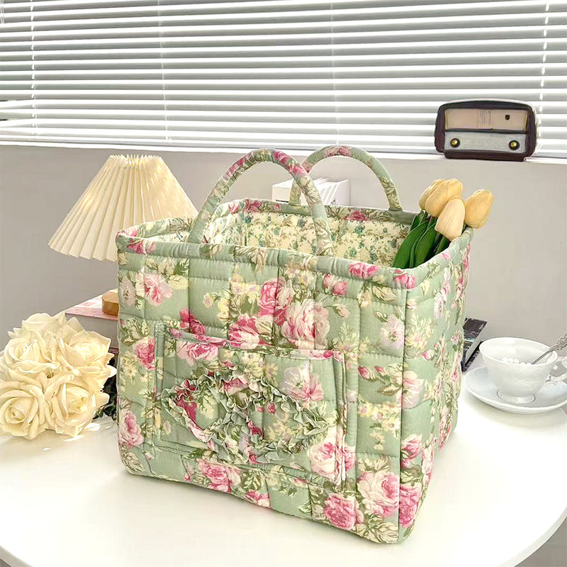 Cesta Acolchada Estampado Floral
