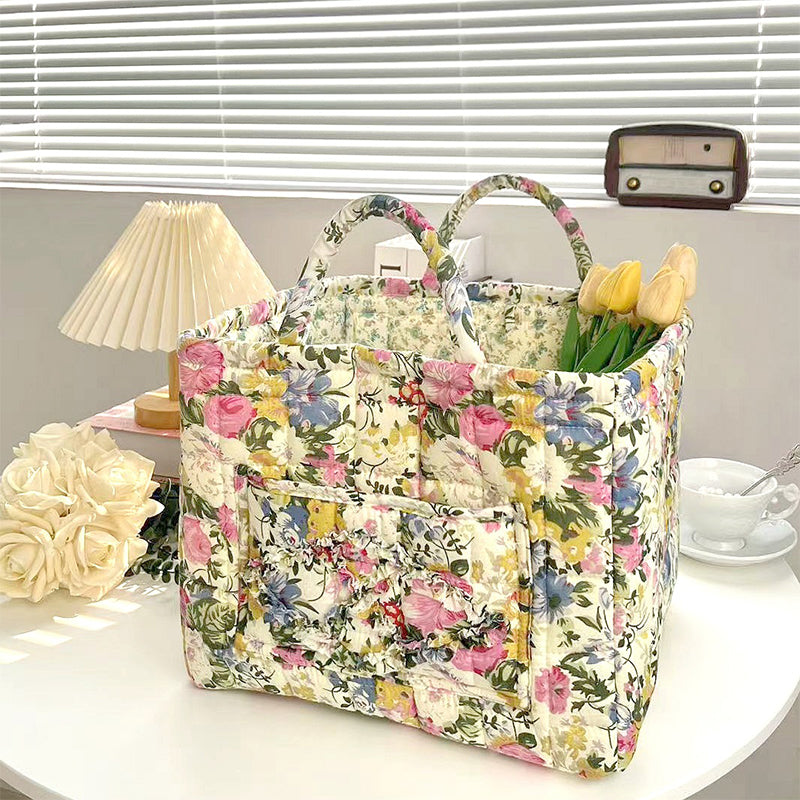 Cesta Acolchada Estampado Floral