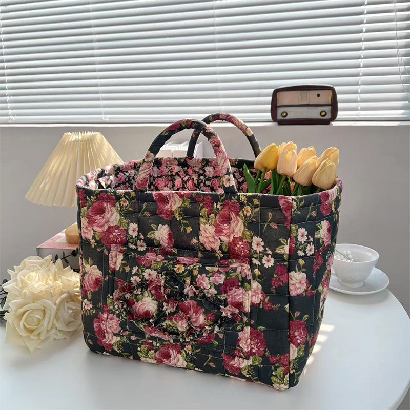 Cesta Acolchada Estampado Floral