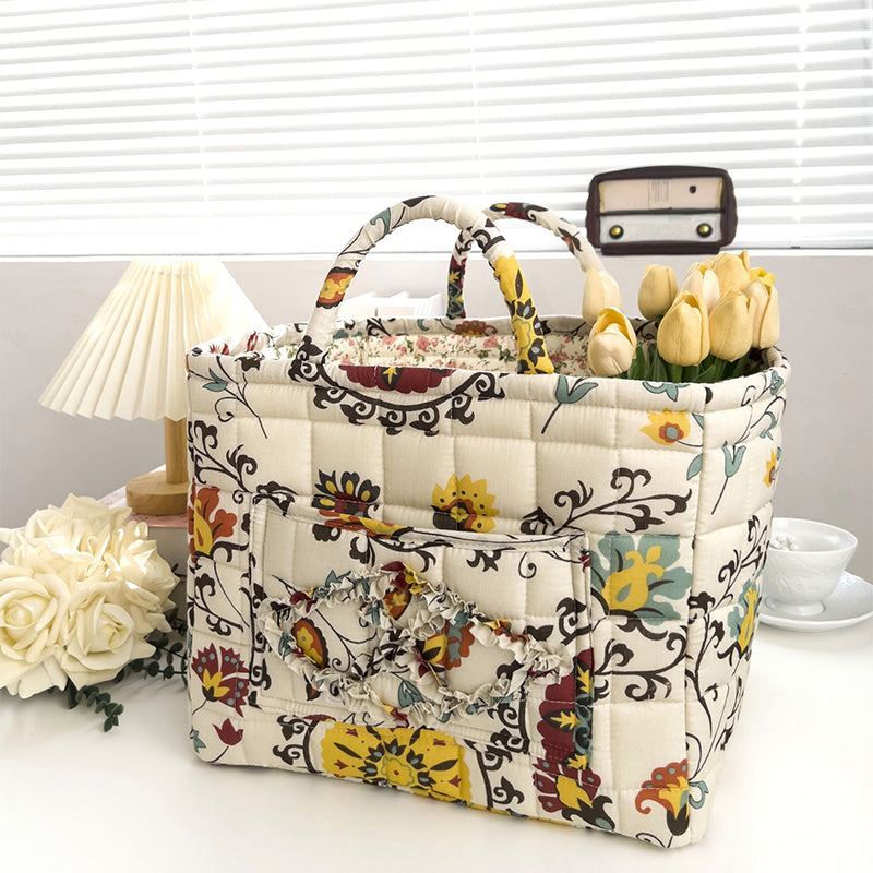 Cesta Acolchada Estampado Floral