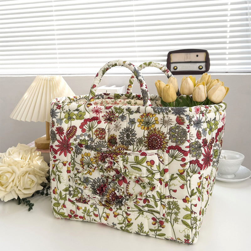 Cesta Acolchada Estampado Floral