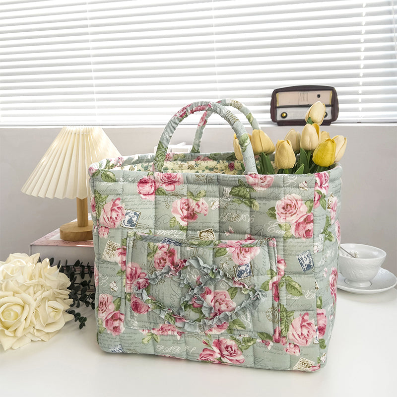Cesta Acolchada Estampado Floral