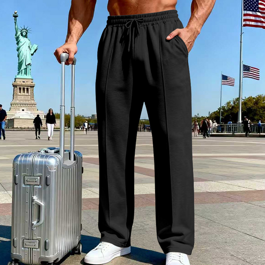 PANTALONES RECTOS PARA HOMBRE | cintura elástica y cordón ajustable