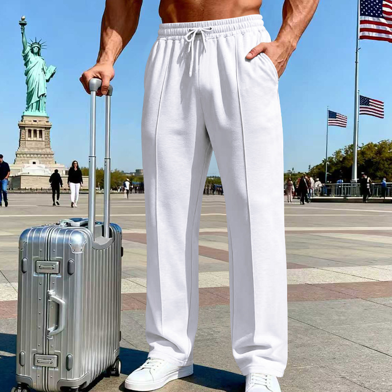 PANTALONES RECTOS PARA HOMBRE | cintura elástica y cordón ajustable