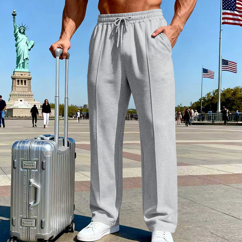 PANTALONES RECTOS PARA HOMBRE | cintura elástica y cordón ajustable