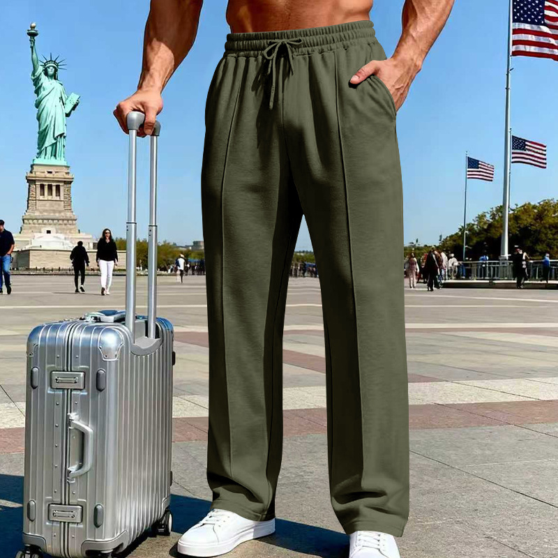 PANTALONES RECTOS PARA HOMBRE | cintura elástica y cordón ajustable