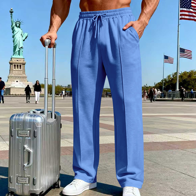PANTALONES RECTOS PARA HOMBRE | cintura elástica y cordón ajustable