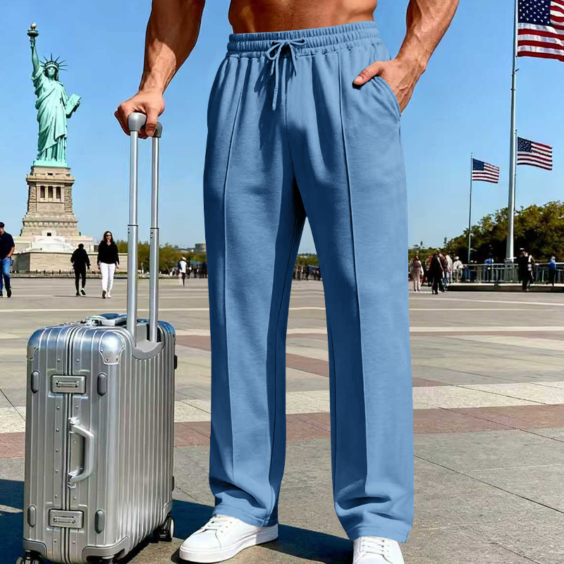 PANTALONES RECTOS PARA HOMBRE | cintura elástica y cordón ajustable