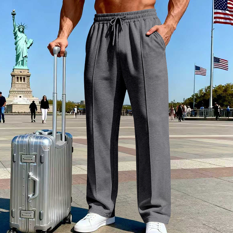 PANTALONES RECTOS PARA HOMBRE | cintura elástica y cordón ajustable