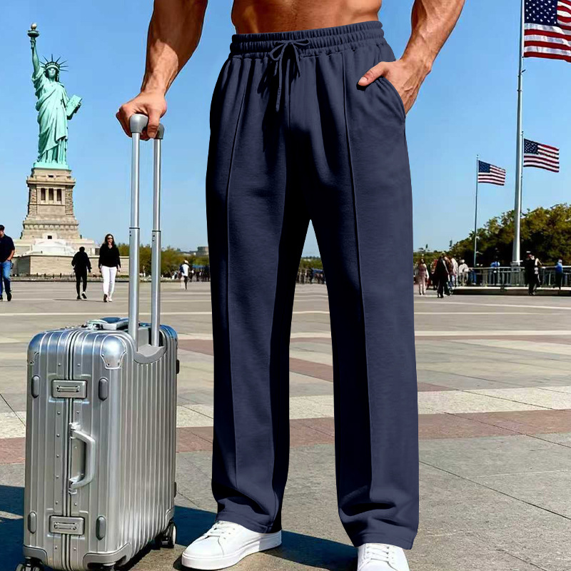 PANTALONES RECTOS PARA HOMBRE | cintura elástica y cordón ajustable