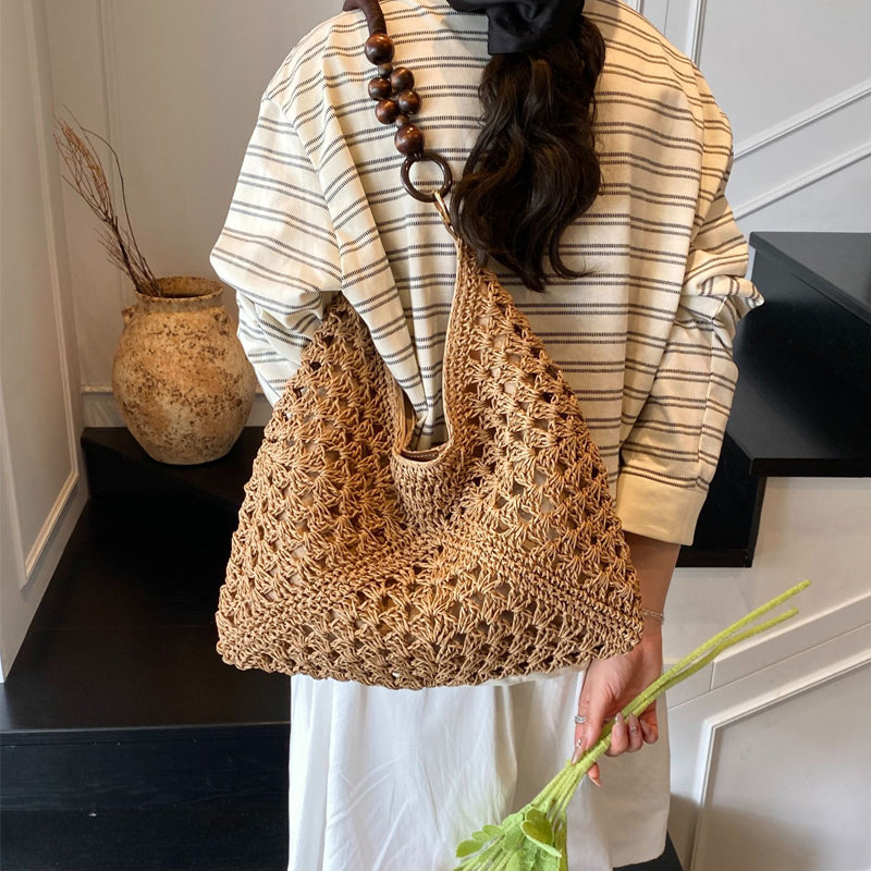 Bolso de Ganchillo con Asas de Perlas