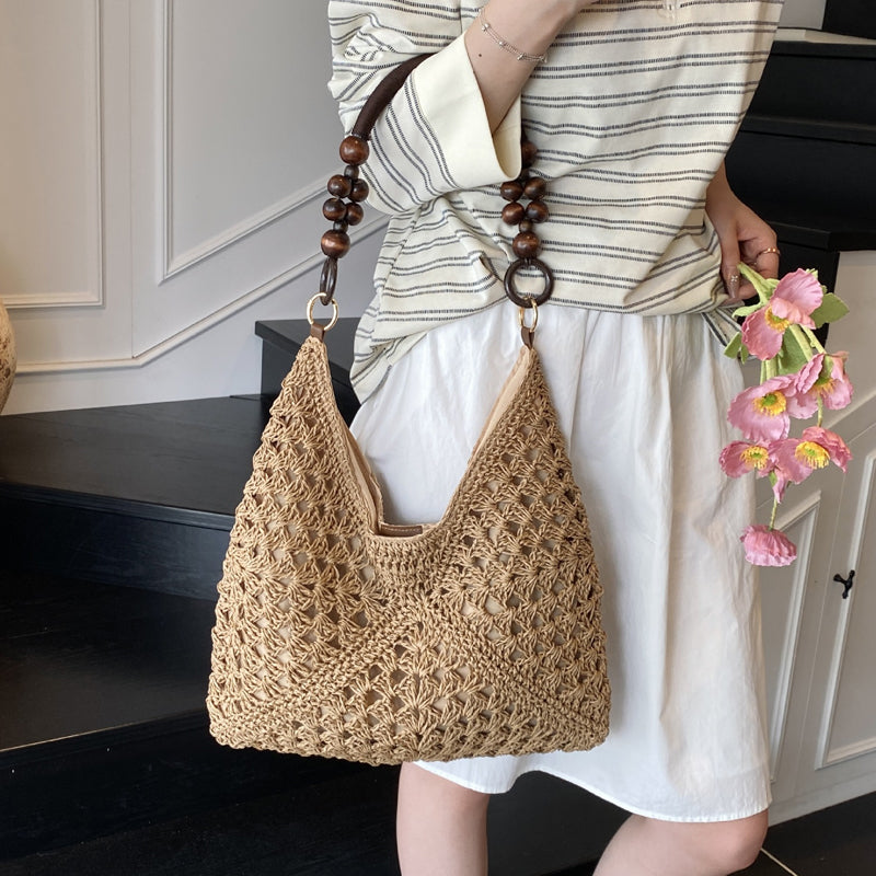 Bolso de Ganchillo con Asas de Perlas