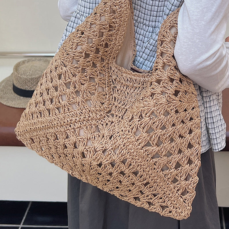 Bolso de Ganchillo con Asas de Perlas