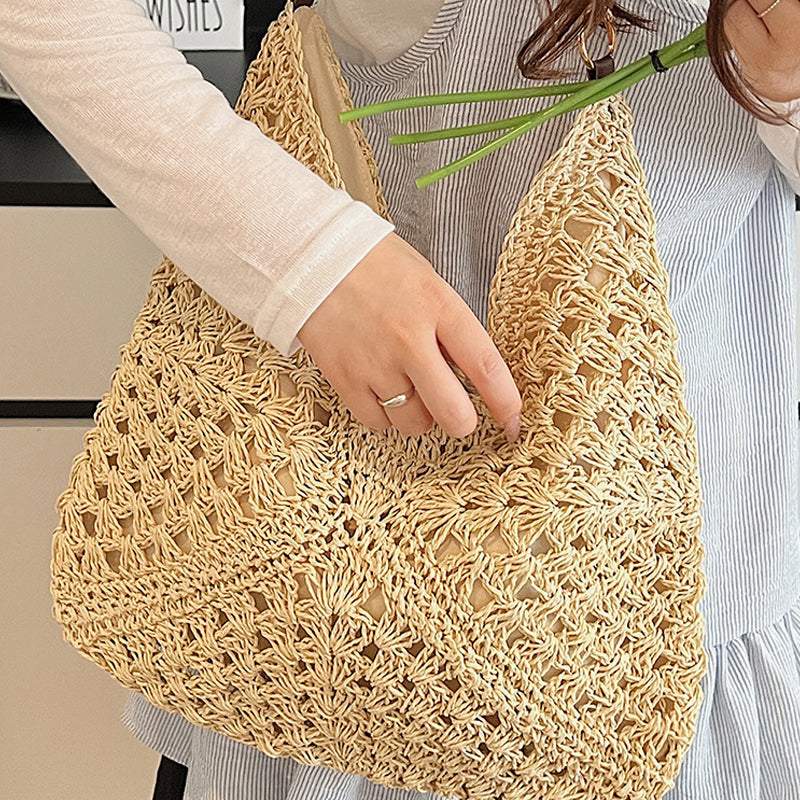 Bolso de Ganchillo con Asas de Perlas