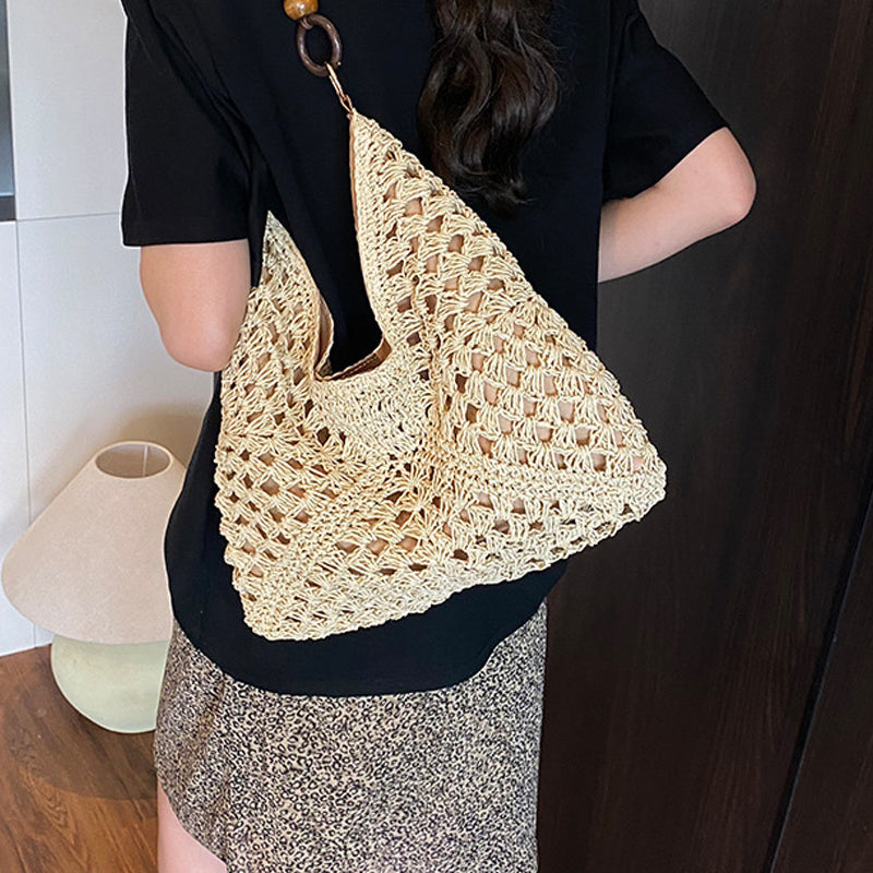 Bolso de Ganchillo con Asas de Perlas