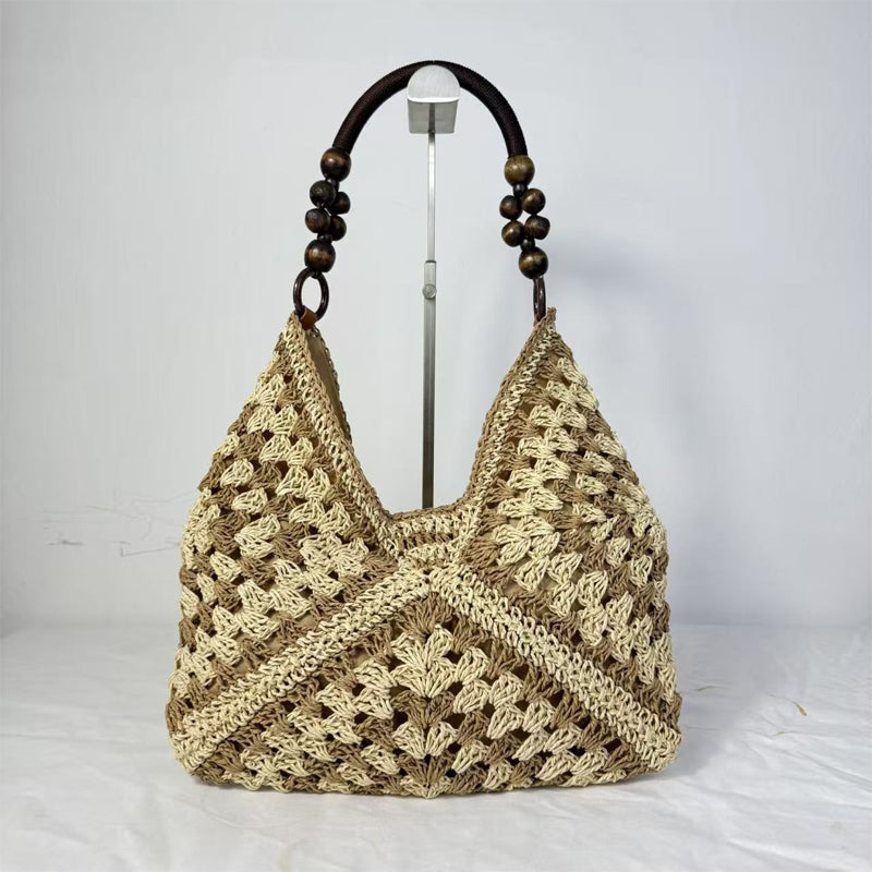 Bolso de Ganchillo con Asas de Perlas