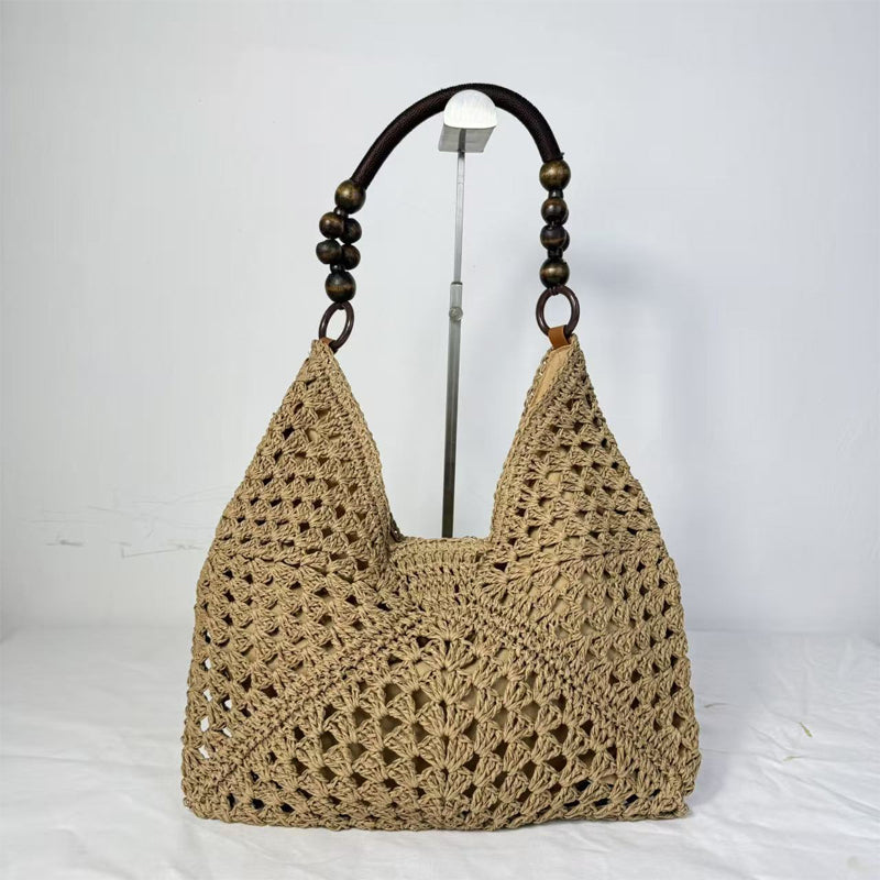Bolso de Ganchillo con Asas de Perlas