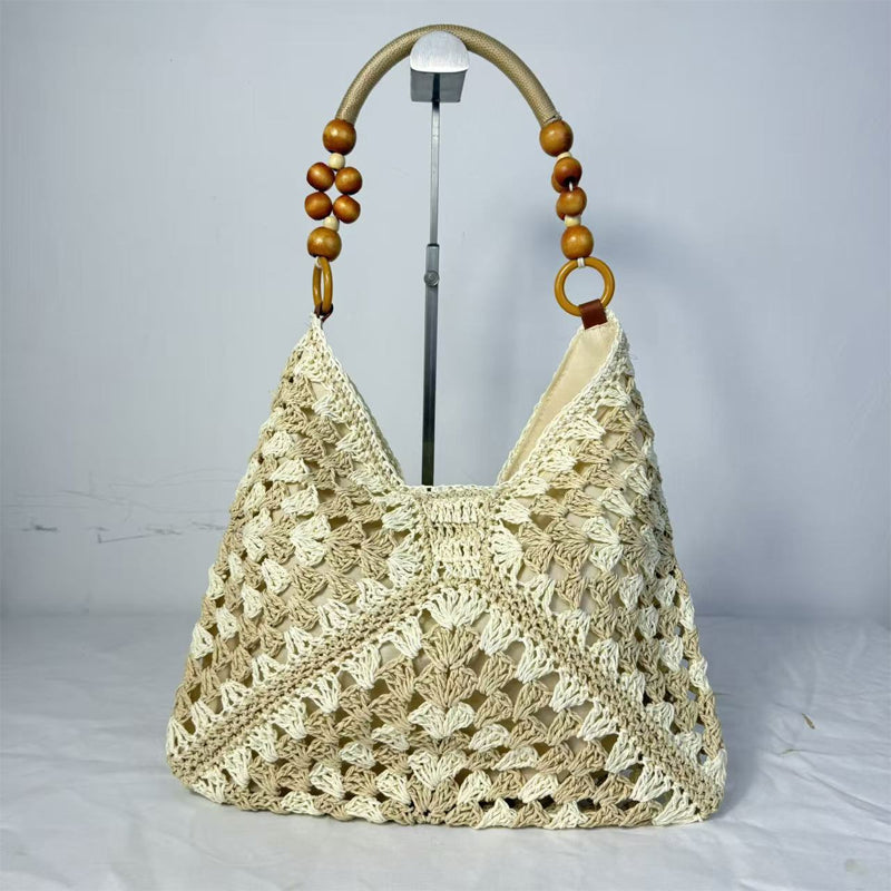 Bolso de Ganchillo con Asas de Perlas