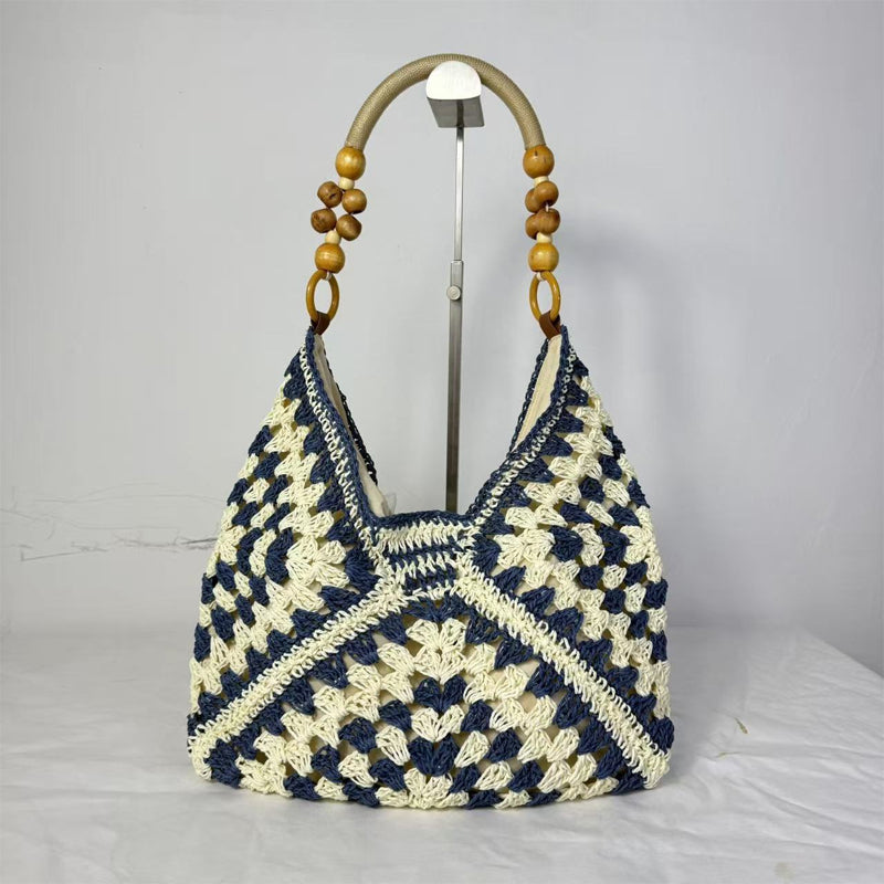 Bolso de Ganchillo con Asas de Perlas