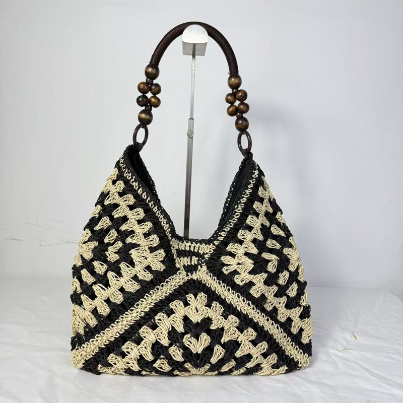 Bolso de Ganchillo con Asas de Perlas