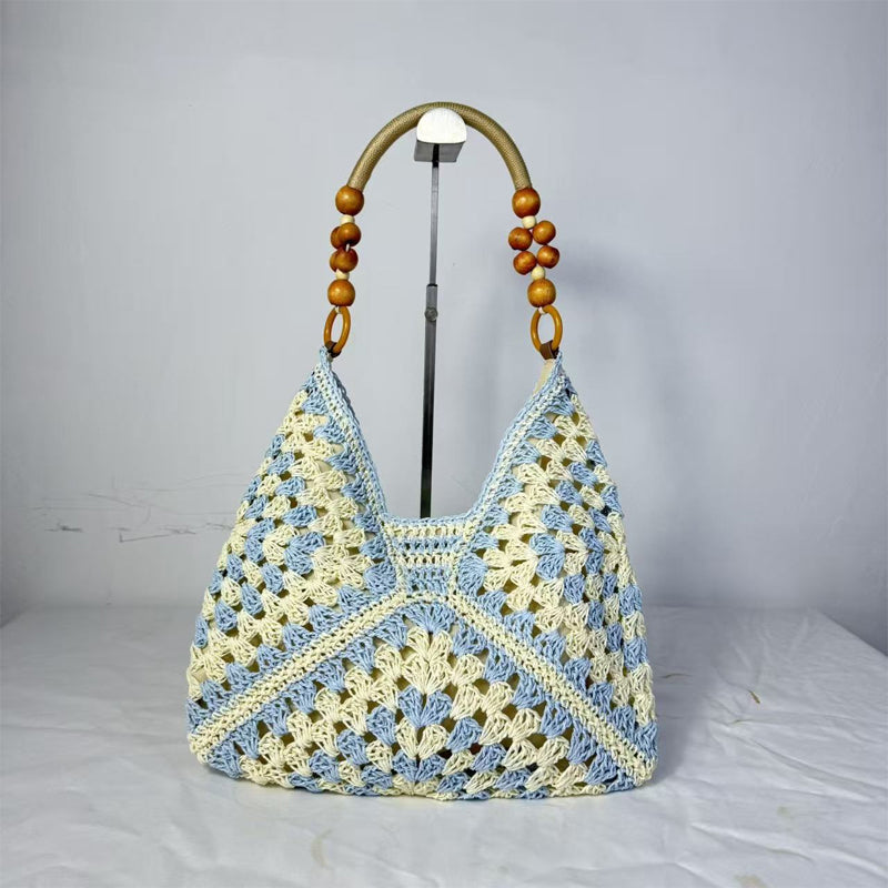 Bolso de Ganchillo con Asas de Perlas