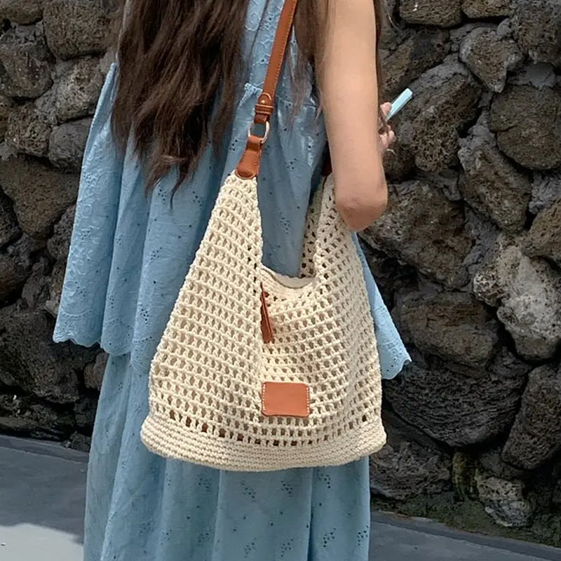 Bolso de Punto Beige Amplio