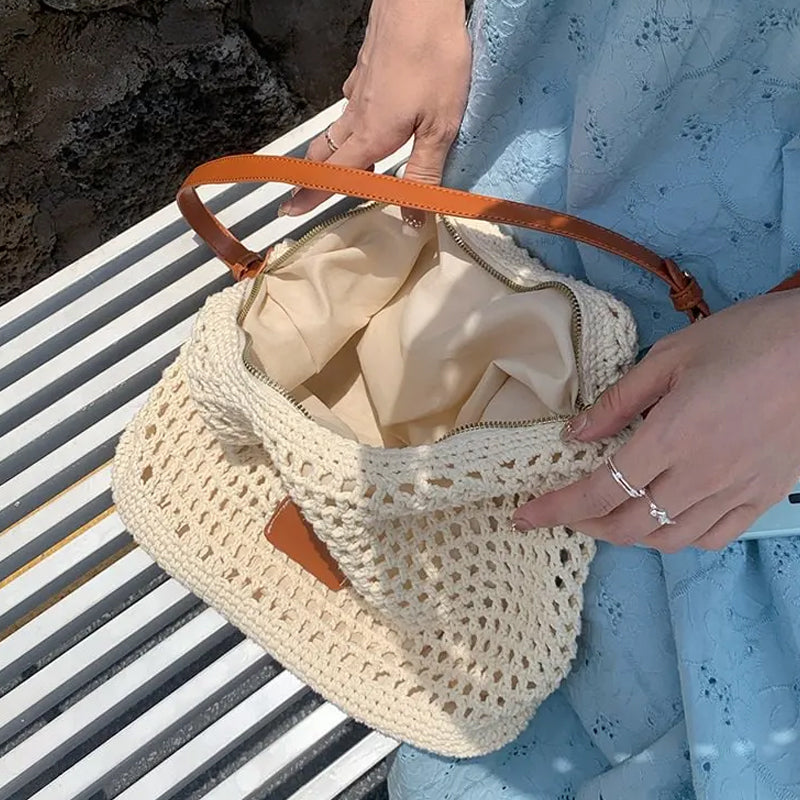 Bolso de Punto Beige Amplio