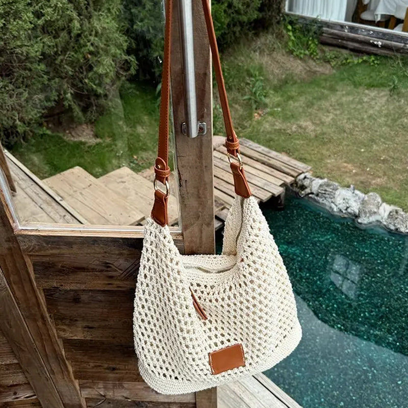 Bolso de Punto Beige Amplio