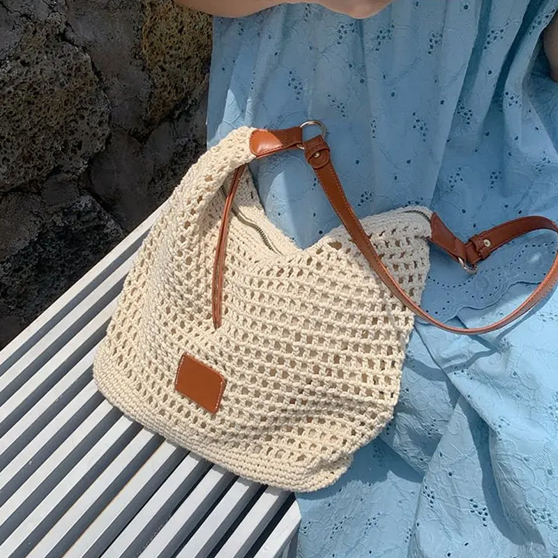 Bolso de Punto Beige Amplio