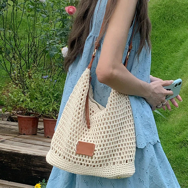 Bolso de Punto Beige Amplio