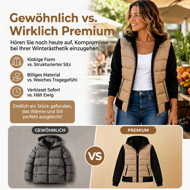 Chaqueta Acolchada Bicolor con Capucha Noa