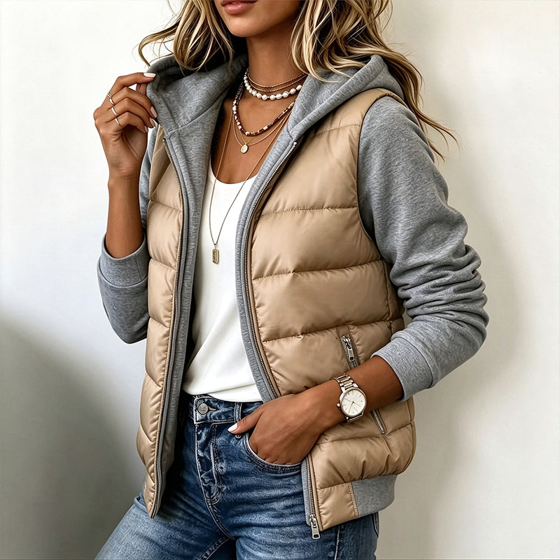Chaqueta Acolchada Bicolor con Capucha Noa